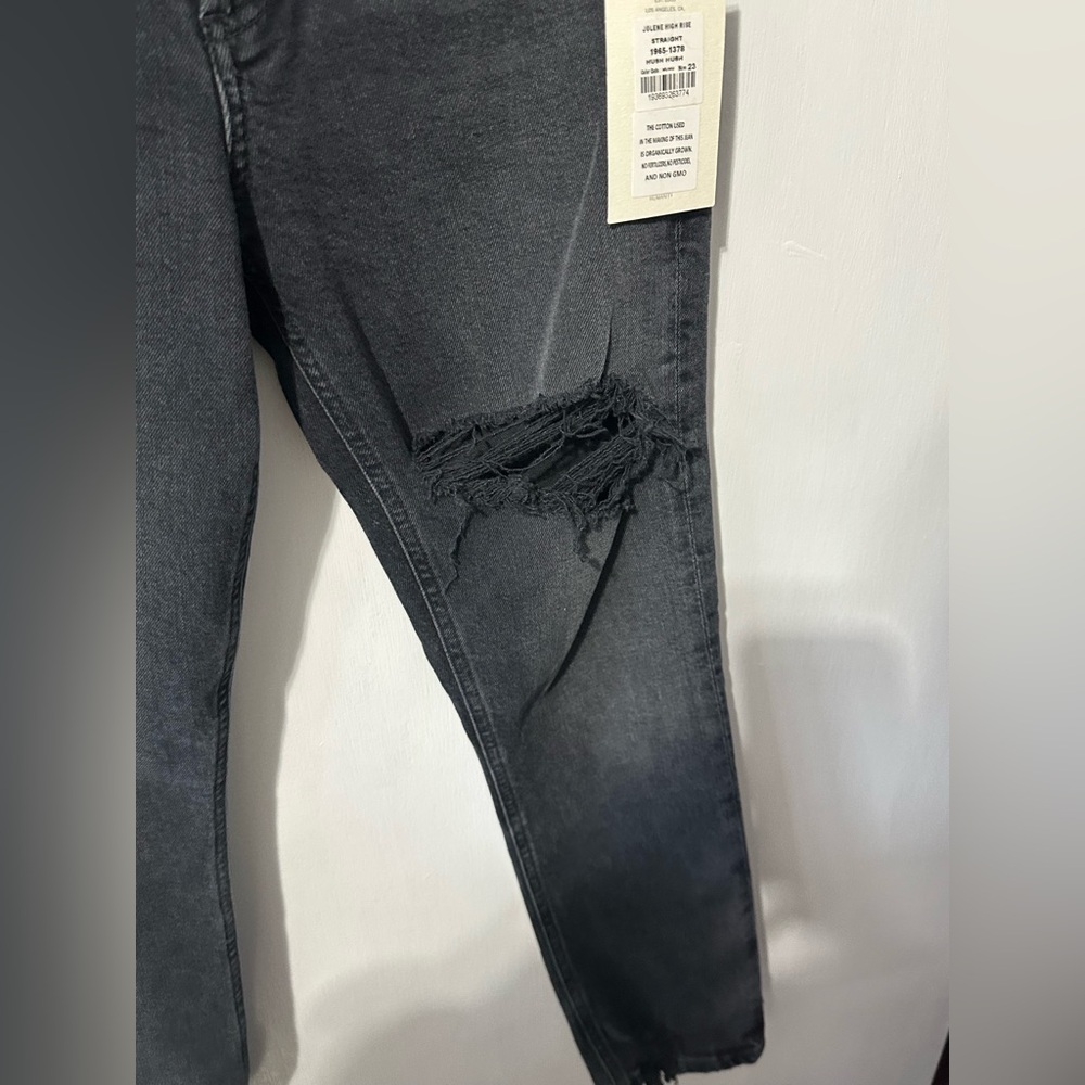 Citizens of Humanity high-rise slim jeans black-wash distress sz 23 new wi tags - Picture 7 of 8